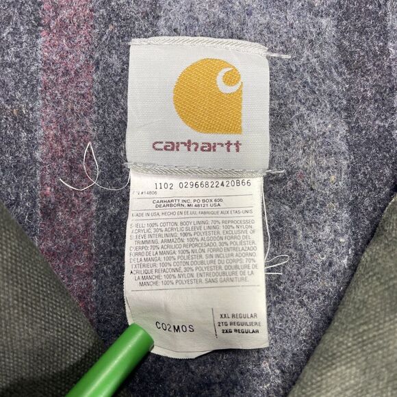 VTG Carhartt‎ Jacket Men XXL Green Blanket Lined Chore Coat Cleveland C02 MOS - Picture 3 of 8